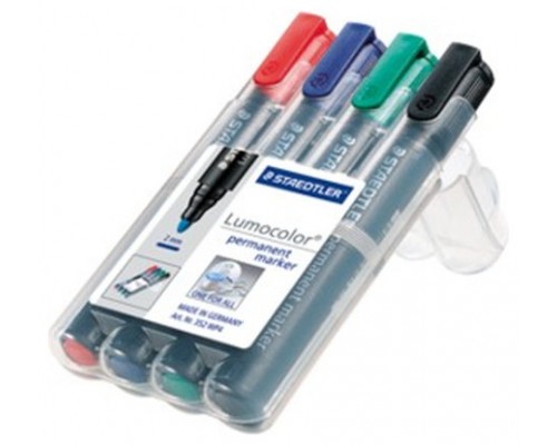 ESTUCHE 4 MARCADORES PERMANENTES LUMOCOLOR 352 TRAZO 2MM. SURTIDOS STAEDTLER 352 WP4 (Espera 4 dias)